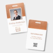 バラカスタム金ゴールドロゴ従業員の写真 バッジ (正面＆裏面)