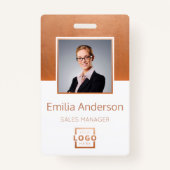 バラカスタム金ゴールドロゴ従業員の写真 バッジ (正面)