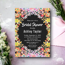 バラカラフルズボホボタニカルフローラブライダルシャワー 招待状