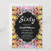 バラカラフルズボホボタニカルフローラ60th誕生日 招待状 (正面)