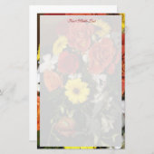 バラカラフルデイジーフローラブーケカスタムー 便箋 (正面/裏面)