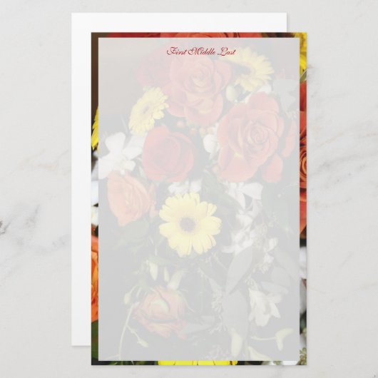 バラカラフルデイジーフローラブーケカスタムー 便箋 (正面/裏面)