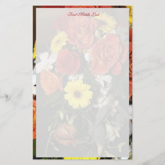 バラカラフルデイジーフローラブーケカスタムー 便箋 (正面)
