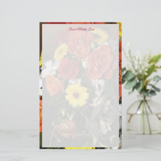 バラカラフルデイジーフローラブーケカスタムー 便箋 (スタンド正面)