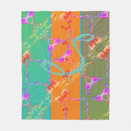 バラカラフルハートと彼女の名前フリースブランケット フリースブランケット (正面)