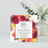 バラカラフルフローラ100th誕生日パーティー 招待状 (スタンド正面)