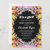 バラカラフルボホボタニカルフローラベビーシャワー 招待状 (正面)