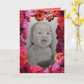 バラカードピンクの花カスタムのグリーティングカード カード (黄色い花)