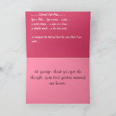 バラカードピンクの花カスタムのグリーティングカード サンキューカード (内部)