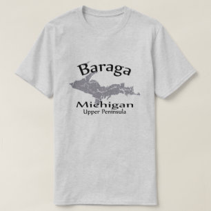 バラガミシガンマップデザインTシャツ Tシャツ