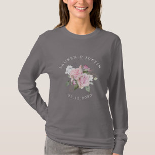 バラガーデンエレガントフローラモノグラム結婚ズ Tシャツ