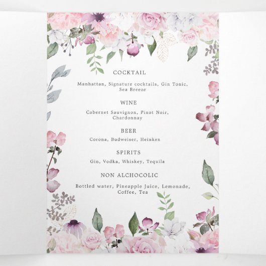 バラガーデンエレガント3折バーメニューカード 三つ折り招待状 (内部中)