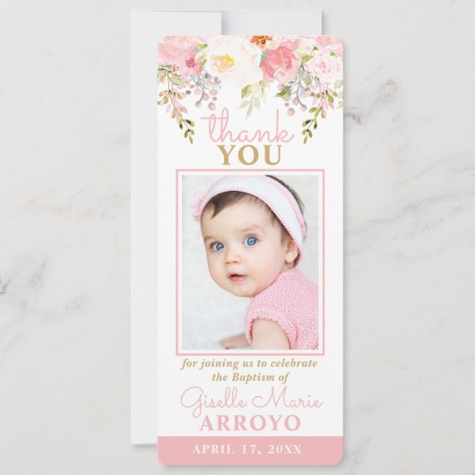 バラガーデンガールバプティスフォトブックマークサンキュー 招待状 (正面)