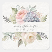 バラガーデンスイートバタフライピンクベビーガールシャワー スクエアシール (正面)