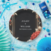 バラガーデンダイヤモンドレッドブラックと金ゴールド結婚ズ ペーパープレート (パーティー)