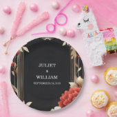 バラガーデンダイヤモンドレッドブラックと金ゴールド結婚ズ ペーパープレート (パーティー)