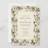 バラガーデンバラヴィンテージ結婚植物薬 招待状 (正面)