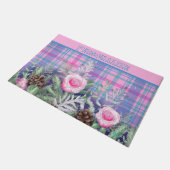 バラガーデンパインコーンピンクブループレイド ドアマット (アングル)