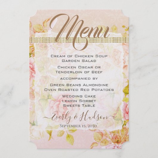 バラガーデンピンクローズ金ゴールド写真結婚のメニュー メニュー (正面)