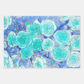 バラガーデンフラワーズアートイエローレッドブルー ラッピングペーパーシート (正面3)