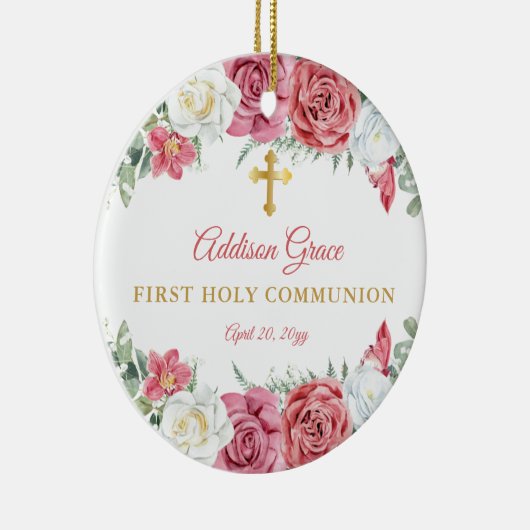バラガーデンフローラガールフォトファースト聖餐式 セラミックオーナメント (右)