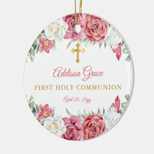 バラガーデンフローラガールフォトファースト聖餐式 セラミックオーナメント (左)
