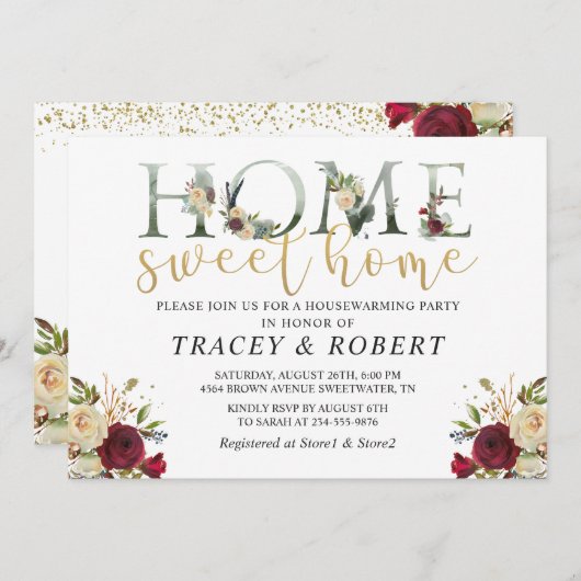 バラガーデンホームスイートホーム引っ越し祝いパーティー招待状 招待状 (正面/裏面)