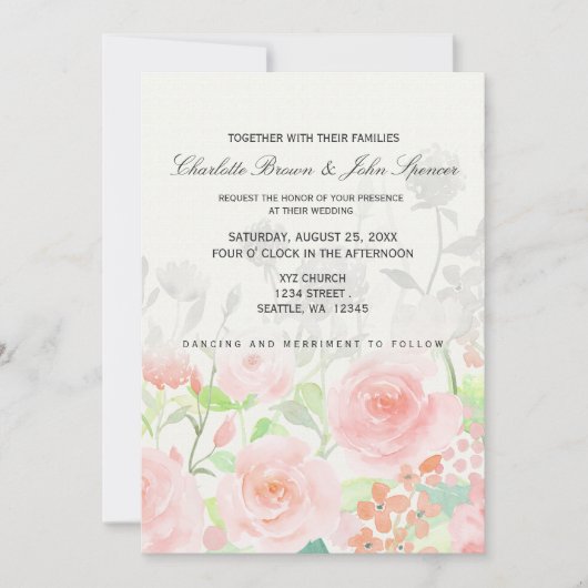 バラガーデンモダンフローラ結婚式招待状 招待状 (正面)