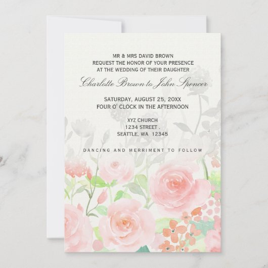 バラガーデンモダンフローラ結婚式招待状 招待状 (正面)