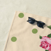 バラガーデンレッドピンクグリーンパーソナライズされたフローラ ビーチタオル (インサイチュ)