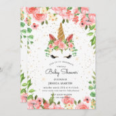 バラガーデン眠いユニコーン仮想ベビーシャワー 招待状 (正面/裏面)