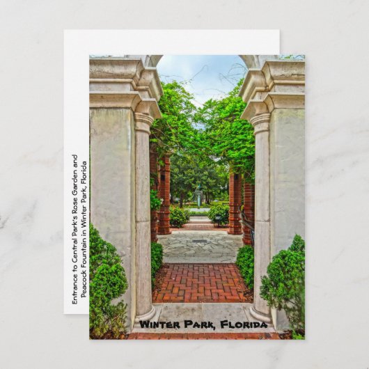 バラガーデン&ピーコックファウンテンウィンターパークフロリダ ポストカード (正面/裏面)