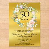 バラガーランドゴールドフォイル結婚50周年記念 アクリル招待状 (正面)