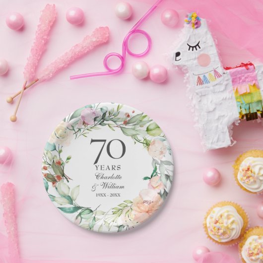 バラガーランドフローラ結婚70周年記念 ペーパープレート (パーティー)
