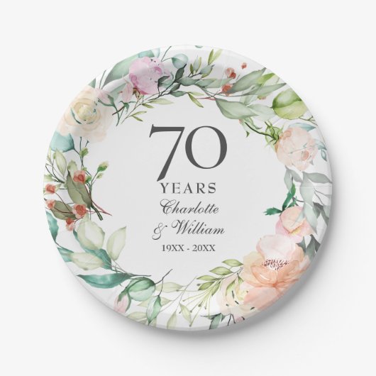 バラガーランドフローラ結婚70周年記念 ペーパープレート (正面)
