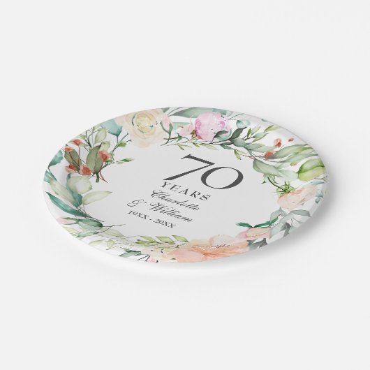 バラガーランドフローラ結婚70周年記念 ペーパープレート (アングル)