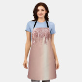 バラガーリーゴールドフォイルピンクグリッタードリップ エプロン (着用した状態)