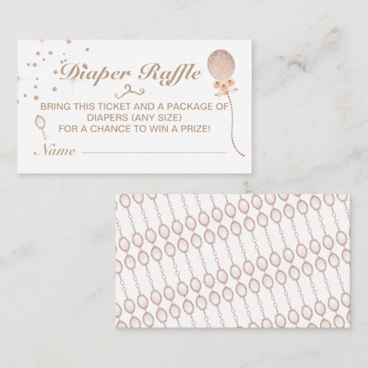 バラガーリー金ゴールドおむつラッフルベビーシャワーゲーム エンクロージャーカード (正面/裏面)