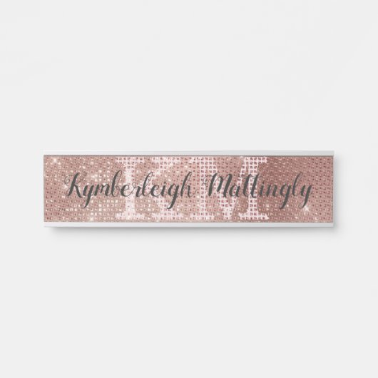 バラガーリー金ゴールドグラムグリッタースパークルモノグラム名 サインプレート (正面)