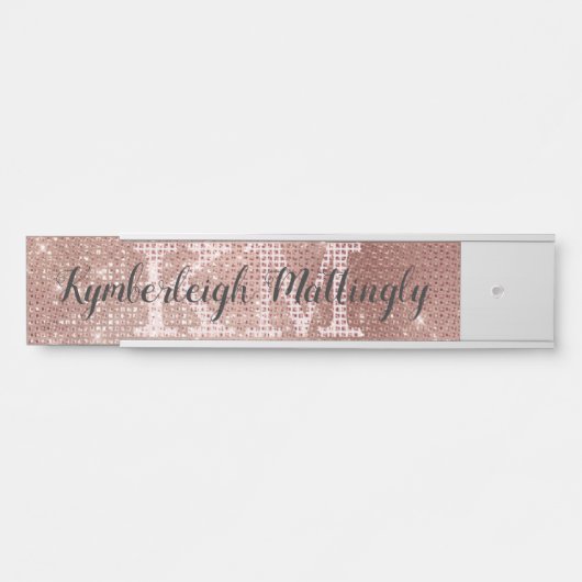 バラガーリー金ゴールドグラムグリッタースパークルモノグラム名 サインプレート (正面)