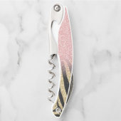 バラガーリー金ゴールドグリッタースパークルブラックゼブラプリント ソムリエナイフ (正面)