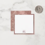 バラガーリー金ゴールドグリッタースパークルモノグラム名注 ノートカード (正面/裏面インサイチュ)