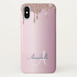 バラガーリー金ゴールドグリッタードリップスメタリックピンク名 iPhone X ケース