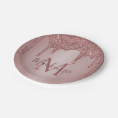 バラガーリー金ゴールドグリッタードリップスモノグラム誕生日 ペーパープレート (アングル)