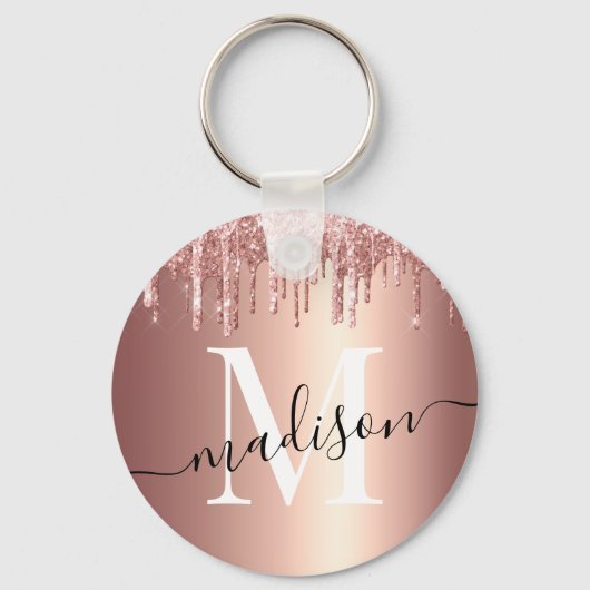 バラガーリー金ゴールドグリッタードリップフォイルモノグラム キーホルダー (正面)