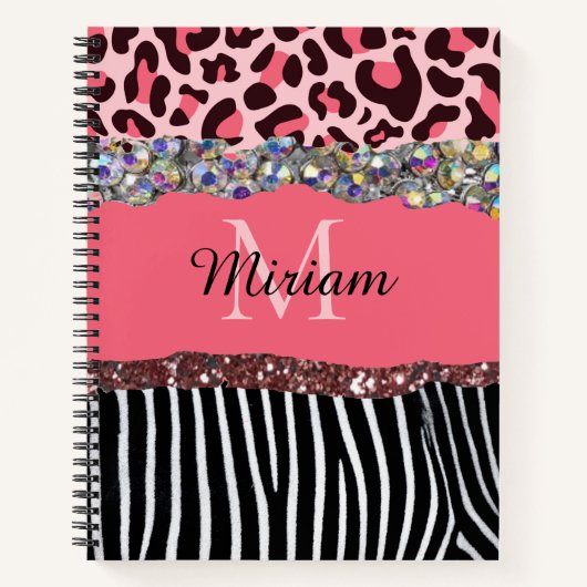 バラガーリー金ゴールドグリッタードリップ赤面ピンク ノートブック (正面)