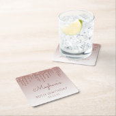 バラガーリー金ゴールドグリッタードリップ30th誕生日パーティー スクエアペーパーコースター (インサイチュ)