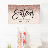 バラガーリー金ゴールドグリッターピンクタイポグラフ16誕生日 横断幕 (インサイチュ)