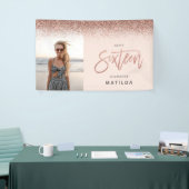 バラガーリー金ゴールドグリッターピンク写真16歳の誕生日 横断幕 (トレードショー)