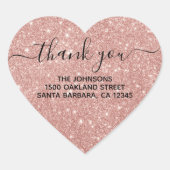 バラガーリー金ゴールドグリッター赤面ピンクサンキューユー ハートシール (正面)